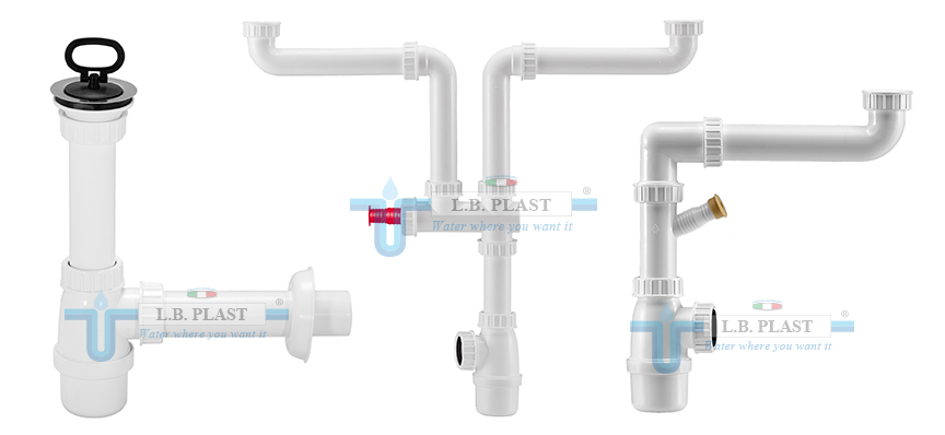 Bottle traps for kitchen sinks L.B. Plast Srl